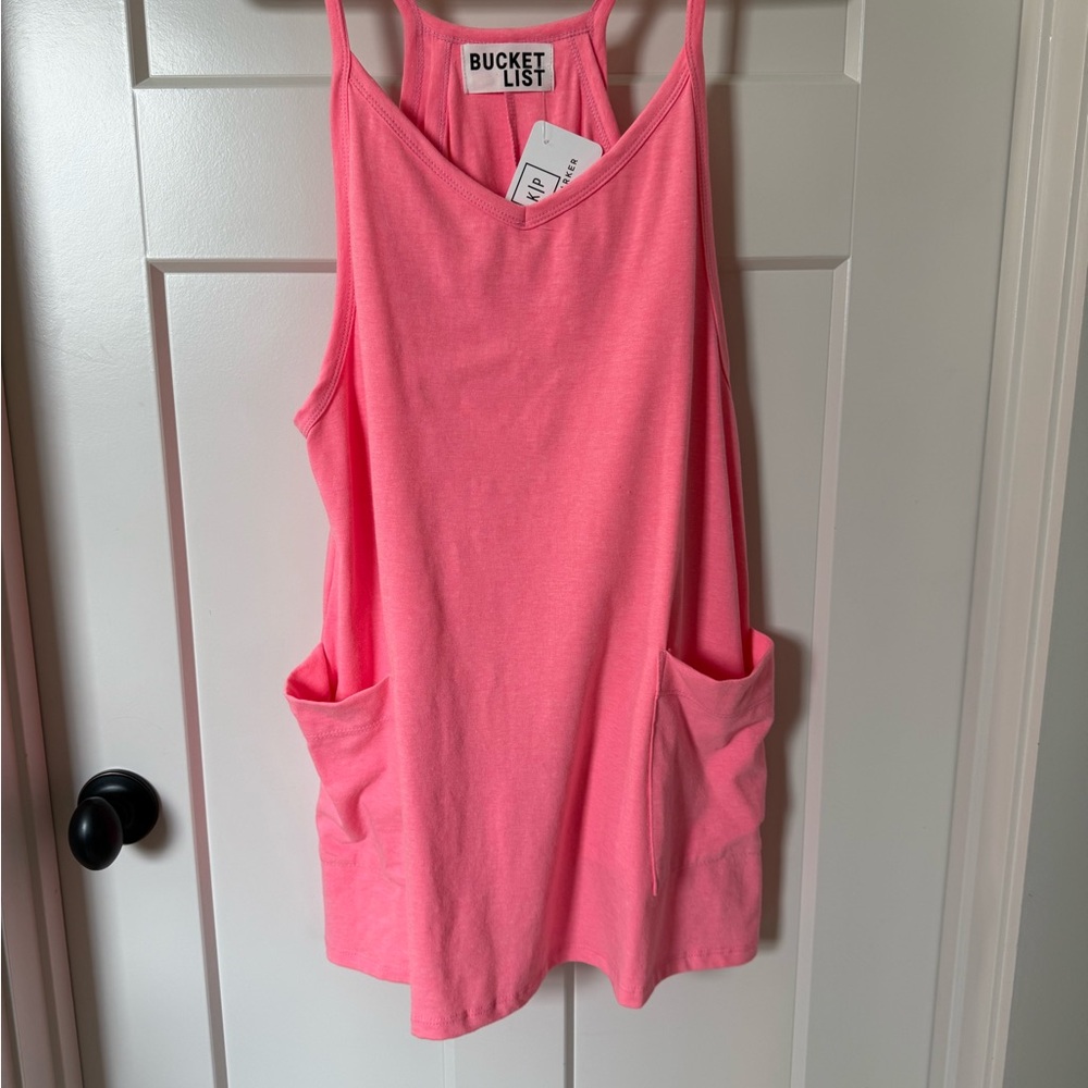 BUCKETLIST Vibrant Pink Tank Top with Pockets